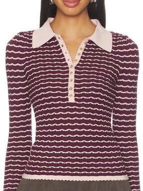 Heartloom Textured Knit Polo Sweater Size M